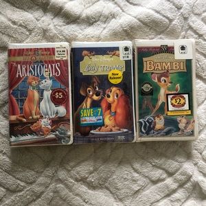 Three New Disney VHS Tapes in packaging
